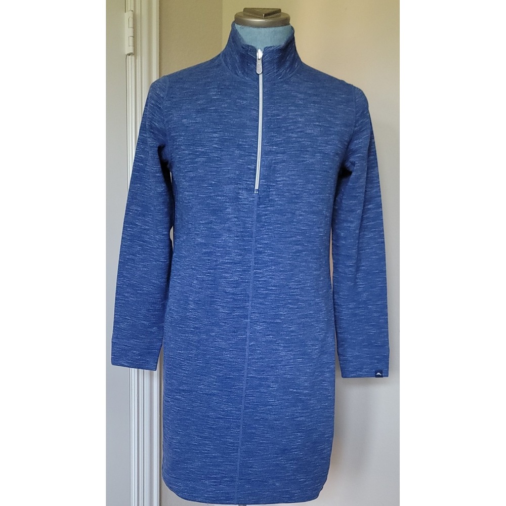 Tommy Bahama Women's Blue Reversible Sweater Dress Size M/L Long Sleeve QRT ZIP‎